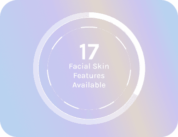 Circular graphic showing 17 facial skin features available.